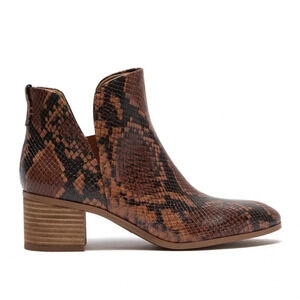New Franco Sarto Roar Snake Notched Bootie cognac embossed animal print boots